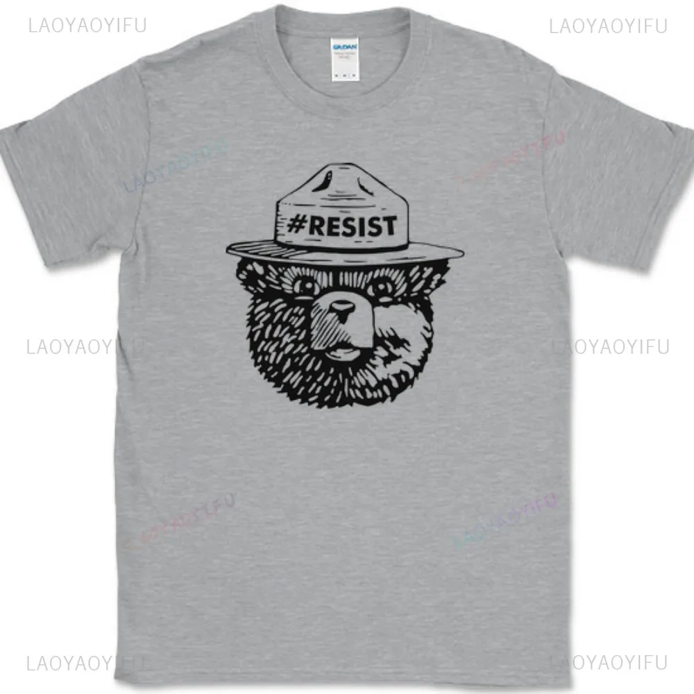 New Arrival Smokey The Bear Resist Printed Cotton Tee Fashion Casual Streetwear Hip-hop Hipster Loose O-neck Hot Sale Top Tshirt