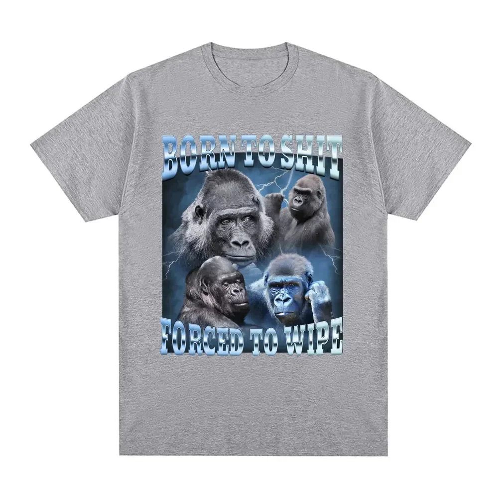 アニメ生まれたてのうんちを強制的に拭く面白いゴリラグラフィック Tシャツファッション半袖 Tシャツ女性カジュアル Tシャツ