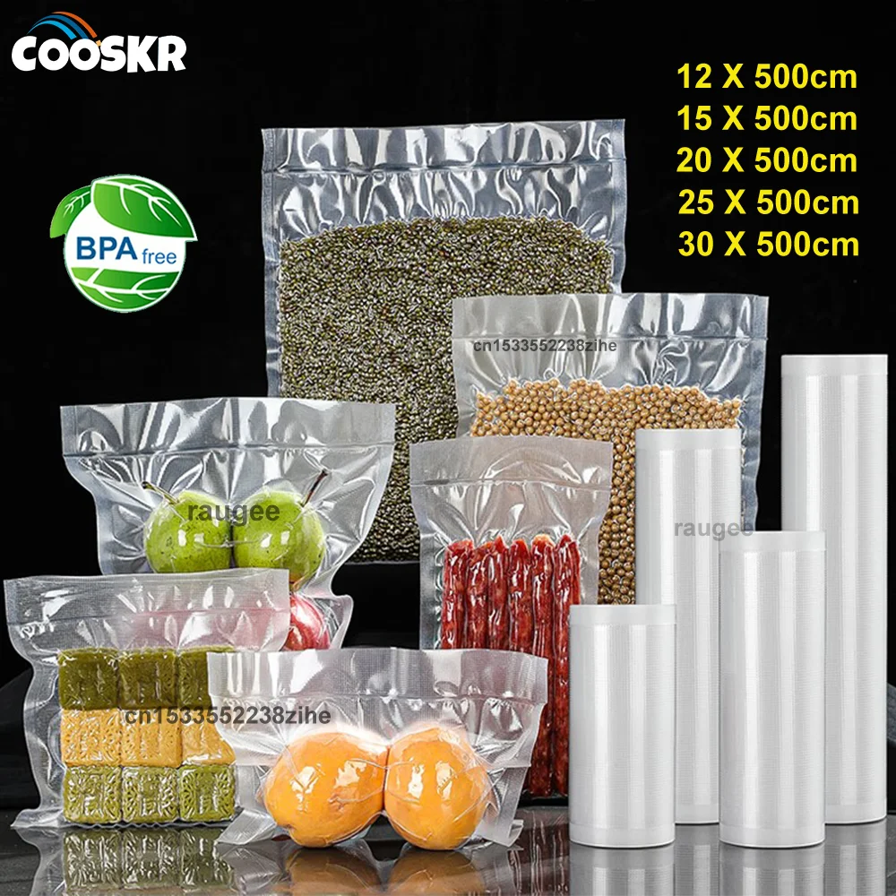 Sacs sous vide pour aliments, 100 pièces, sacs de scellage sous vide, rouleaux de sacs d'emballage pour aliments frais, sacs d'emballage pour viande, fruits et légumes