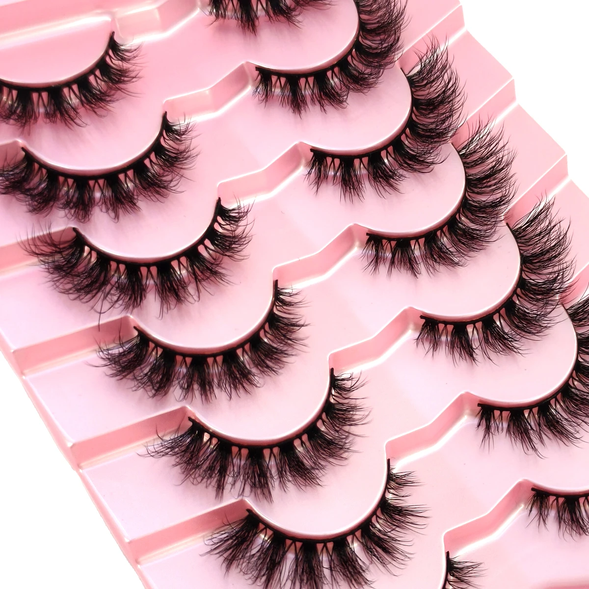 AMSDCN 7Pairs Natural Mink False Eyelashes Soft Wispy Fluffy Eye Faux Lashes Make Up Eyelash Beauty Cat Cilios back-to-school