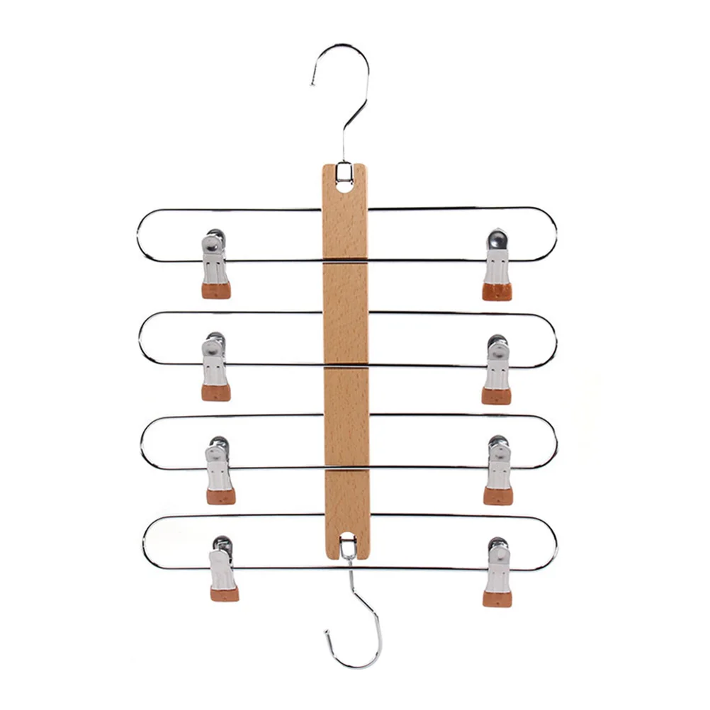 Rak Gantungan Baju Lipat Teleskopik Multifungsi dari Kayu Solid, Rak Pajangan Pakaian, Organizer Lemari, Penyimpanan Celana Jeans