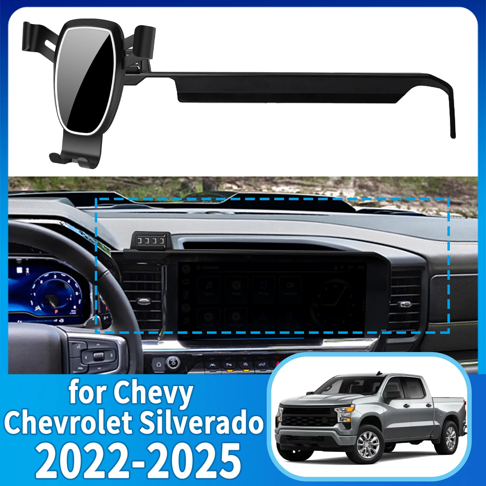 

fit for Chevy Chevrolet Silverado 2022-2025 1500 2500 3500 ​​Anti-Shake Screen Base Phone Holder Mount Stand ​​ Dedicated Car