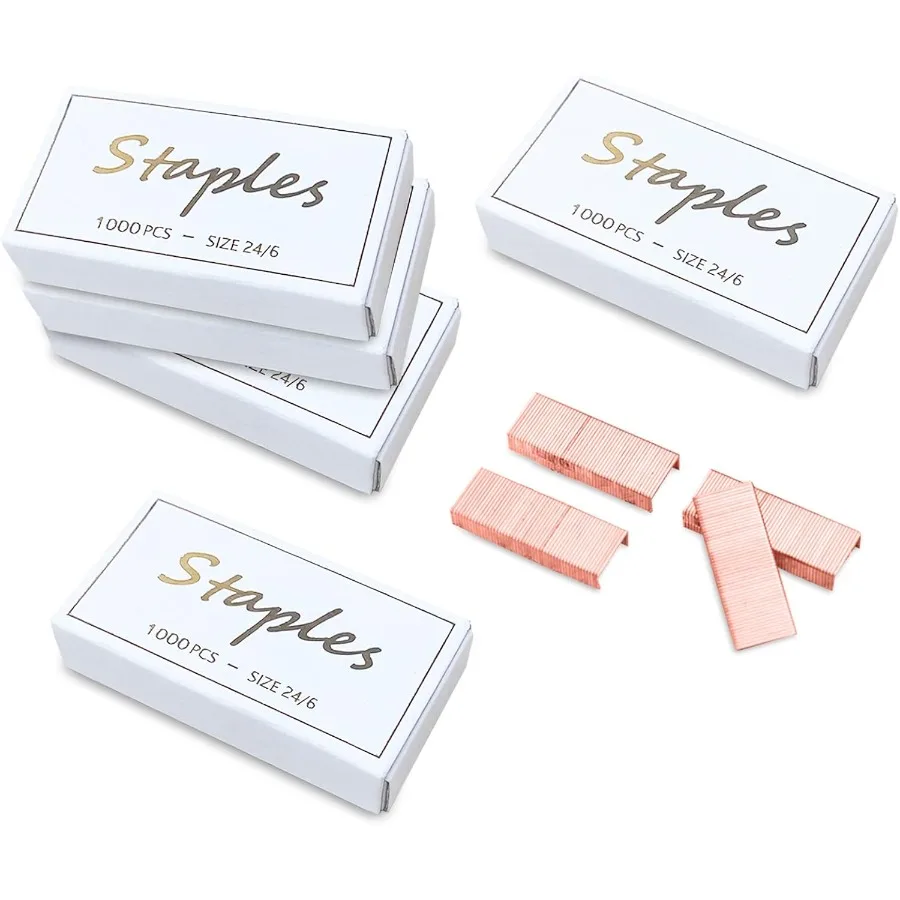 

Скобы из розового золота 24 6 мм 5000 шт. для настольного степлера 1 длина 4 дюйма, ножка 50 скоб на полоску, 5 коробок