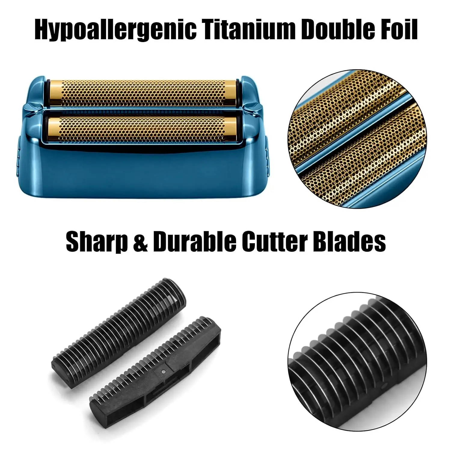 FX79RF2BL Replacement Foil Blade and Cutter Kit for BaBylissPRO FXONE Stick Shaver, Replacement Head, Blue