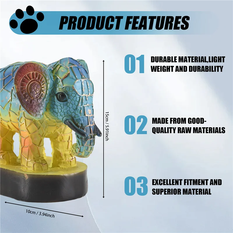 Animal Table Lamp Dyed Resin Elephant Lamp Desktop Night Light Table Night Light,3D Stained Animal Night Light Lamp Durable-ABQU