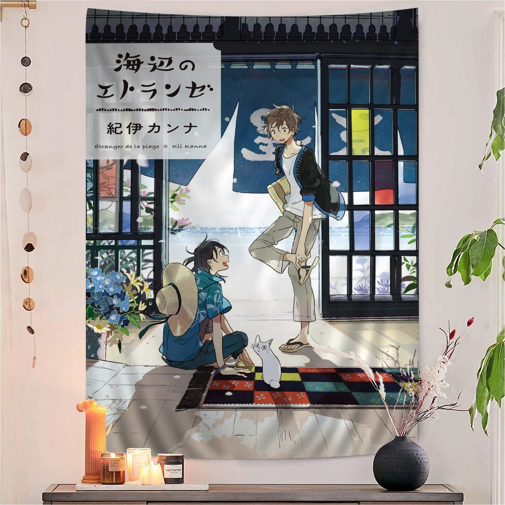 Anime Movie Umibe No Etranger Anime Tapestry Hanging Tarot Hippie Wall Rugs Dorm Home Decor