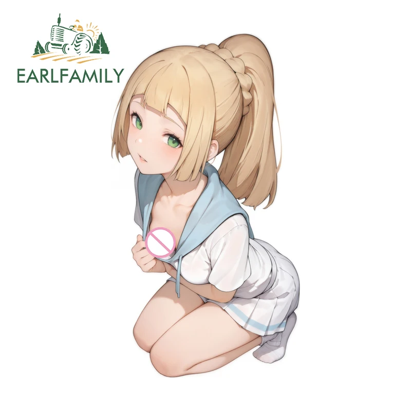 

EARLFAMILY очаровательные аниме девушка на коленях наклейки милые мультяшные наклейки окклюзия царапины водостойкие аксессуары для царапин Para Auto