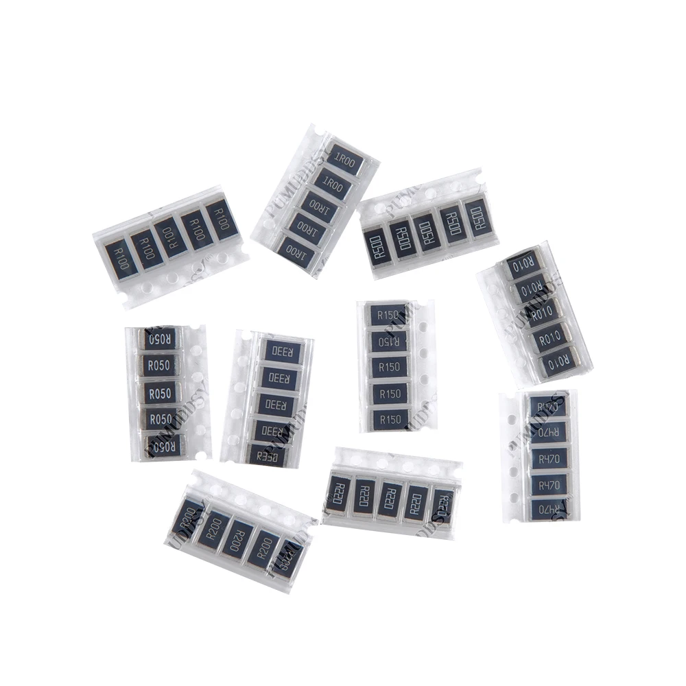 50 قطعة 1% 2512 مقاوم SMD عينات عدة 10ValueX5PCS = 50 قطعة 1R00 R500 R470 R330 R220 R200 R150 R100 R050 R010