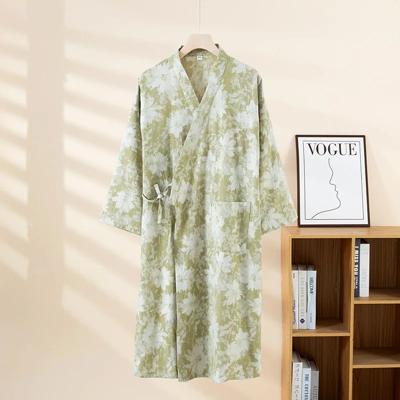 

Новинка 202, японский весенне-летний женский спальный халат, 100% хлопковый марлевый халат, тонкий размер, большой японский халат-кимоно