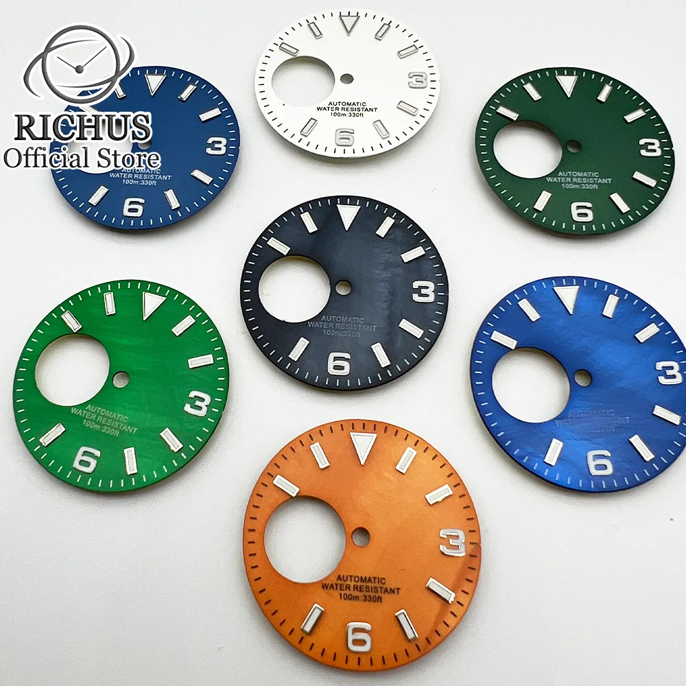 

29mm Watch Dial fit NH38 NH38A Watches Movement 3/3.8 O 'clock NH38A Watch Case Green Luminous face