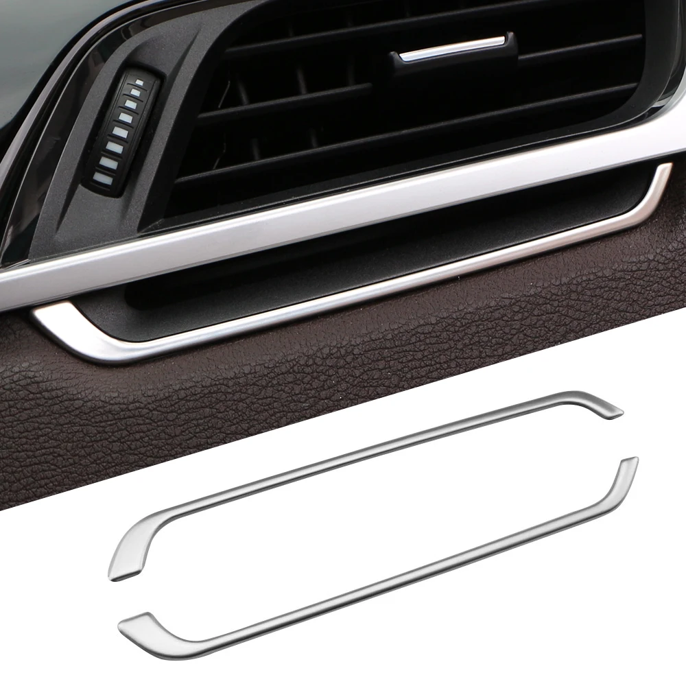 สแตนเลส Air Outlet Trim สำหรับ BMW X1 F48 2016 - 2021 LHD เครื่องปรับอากาศ Vent สติกเกอร์2Pcs/ชุดอุปกรณ์เสริมรถยนต์