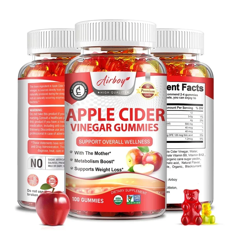 

Apple Cider Vinegar Gummies - Supports Digestive Health, Boosts Metabolism, Suppresses Appetite, and Enhances Immunity