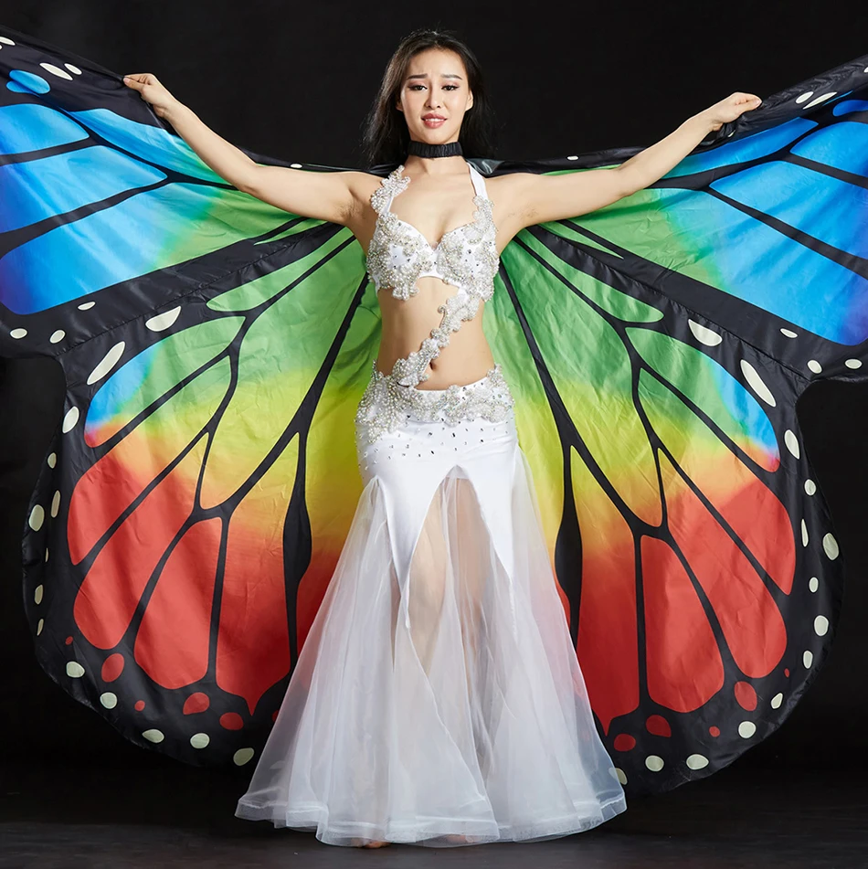 Belly Dance Accessories Butterfly Wings Wing For Women Stage Performance and Practice Costume Show Props Colorful Rainbow Wings