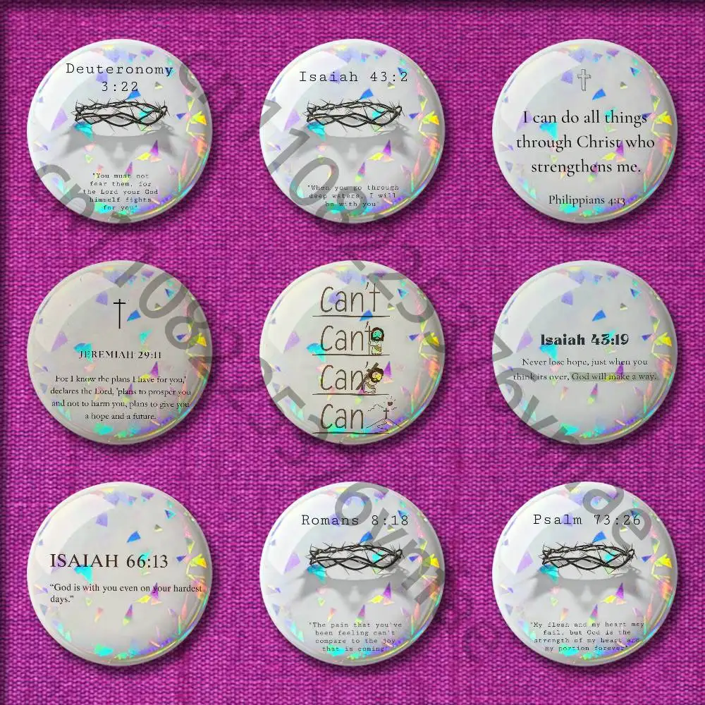

God Jesus Isaiah Psalm Jeremiah Romans Badges 32mm 25mm 44mm 58mm Round Pin Brooch Hat Cap Souvenir Cosplay Gift Decorations