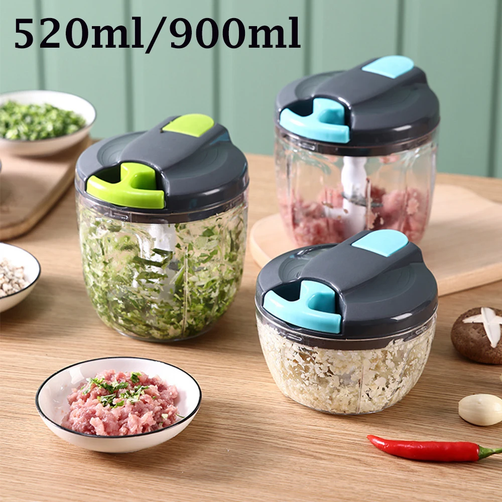 

520ml/900ml Manual Food Processor Vegetable Chopper Hand Pull Mincer Blender Mixer For Garlic Fruits Nuts Onions Peppers Chopper