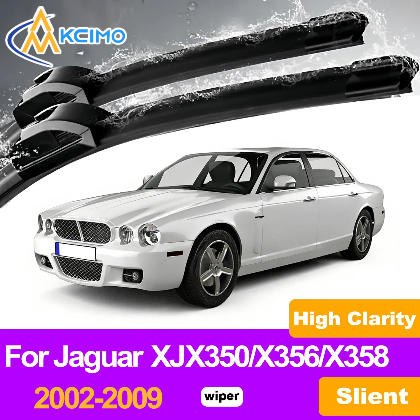 

KCIMO 2PCS Front Windshield Wiper Blades For Jaguar XJ X350/X356/X358 2002-2009, Premium All Season Silent Wiper Blades