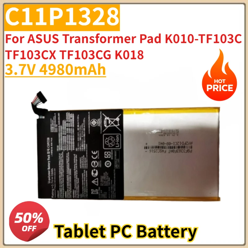 Аккумулятор для планшетного ПК 3,7 В 4980 мАч C11P1328 для ASUS Transformer Pad K010-TF103C TF103CX TF103CG K018, новинка, высокая емкость Аккумулятор для планшетного ПК 3,7 В 4980 мАч C11P1328 для ASUS Transformer Pad K010-TF103C TF103CX TF103CG K018, новинка, высокая емкость