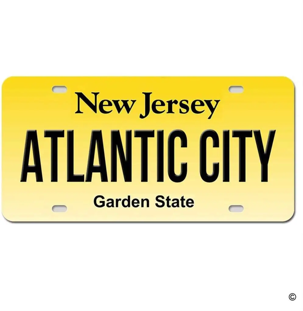 Anwei License Plate Cover Atlantic City New Jersey Metal License Plate Cover Decorative Car License Plate Auto Tag Sign