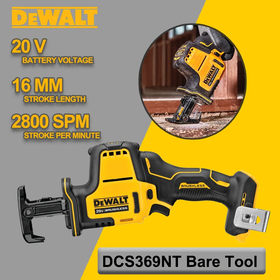 DEWALT 20V Cordless Reciprocating Saw Brushless 16mm Stroke Length Metal Wood Electric Saw Power Tools DCS369 Bare Tool