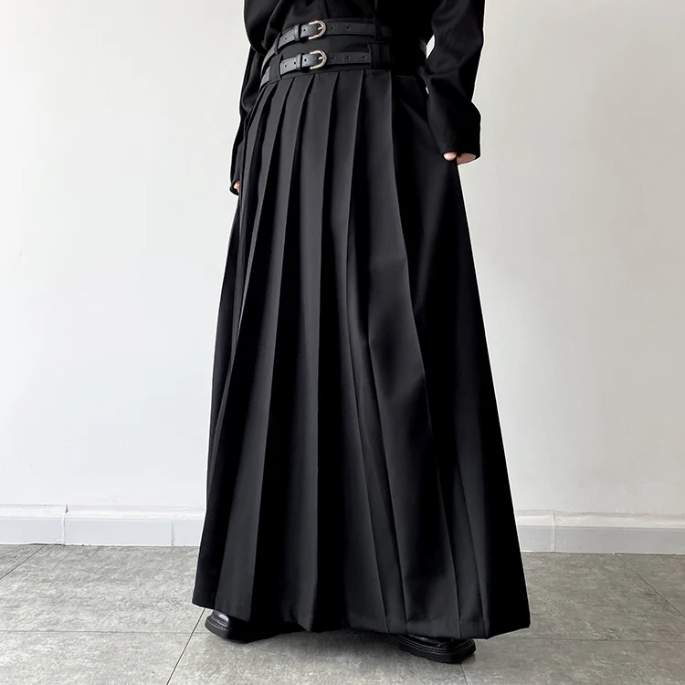 Women's Gothic Pleated Skirt Black Long Casual Skirt