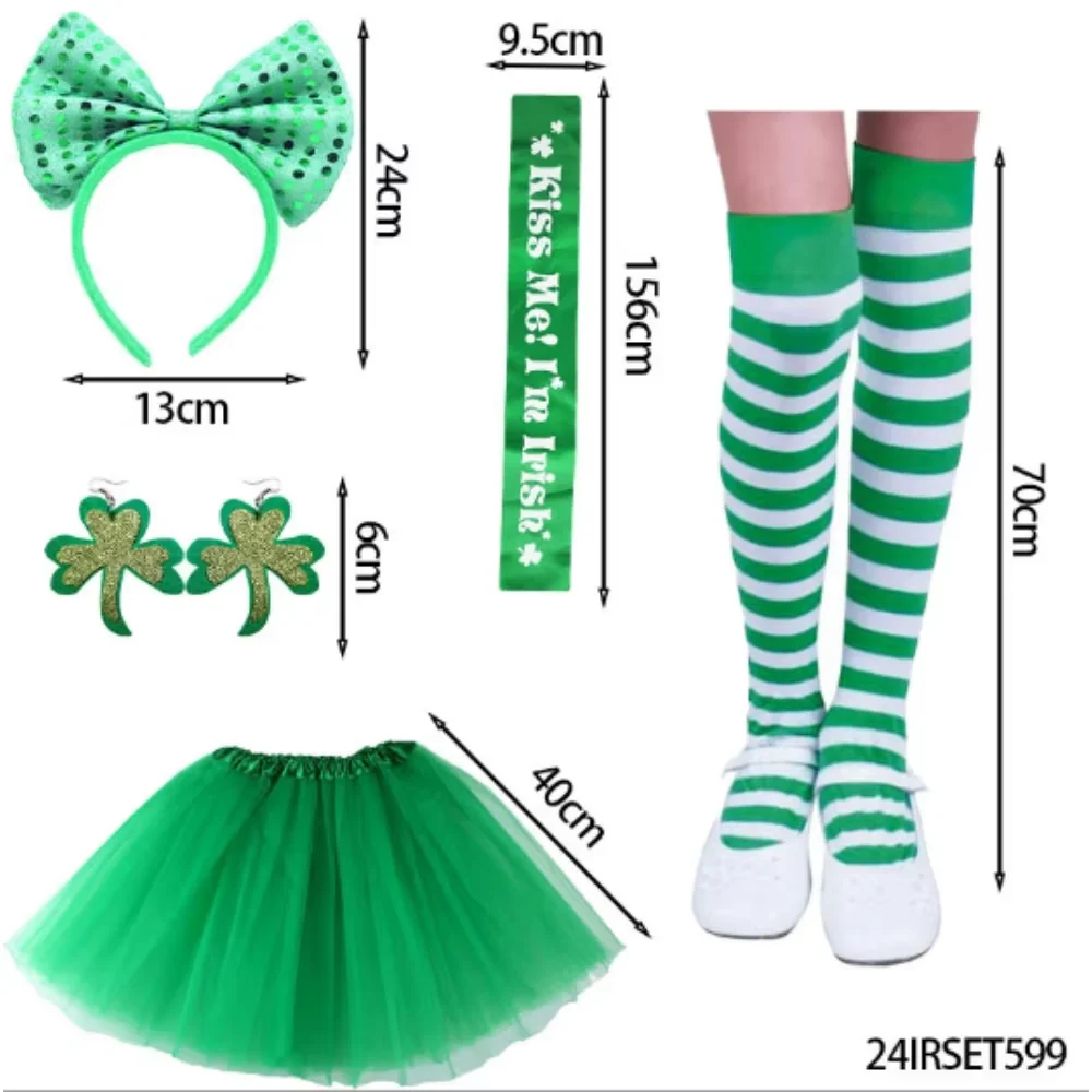 إكسسوارات ملابس عيد القديس باتريك من PESENAR، عصابات الرأس، الأقراط، التنانير، إلخ، مناسبة لحفلات الملابس