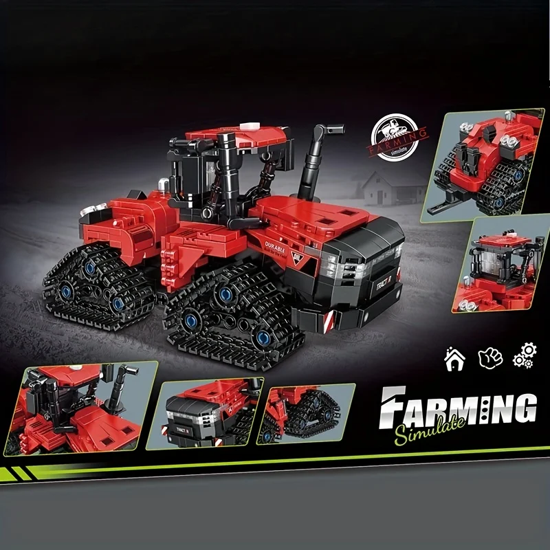 

Agricultural truck model building blocks tractor vehicle MOC car brick city children's construction toy