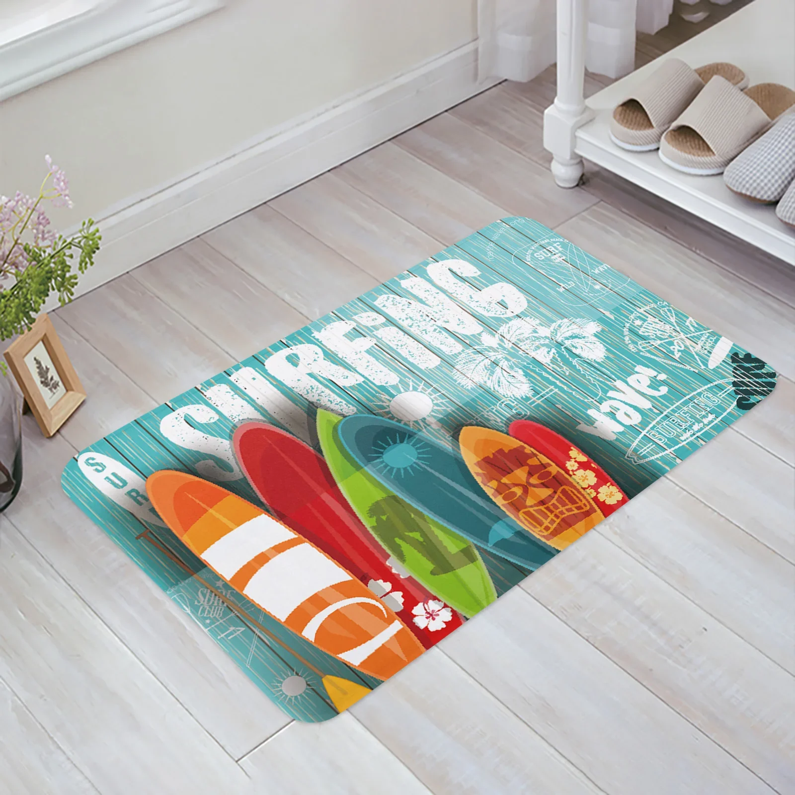 Surf Colorful Plank Art Hawaii Kitchen Floor Mat Living Room Decor Carpet Home Hallway Entrance Doormat Anti Slip Rug