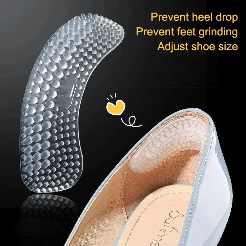 1 pair of clear silicone abrasion-resistant heel protectorsNon-slip self-adhesive heel padsEmbedded foot care liner at back