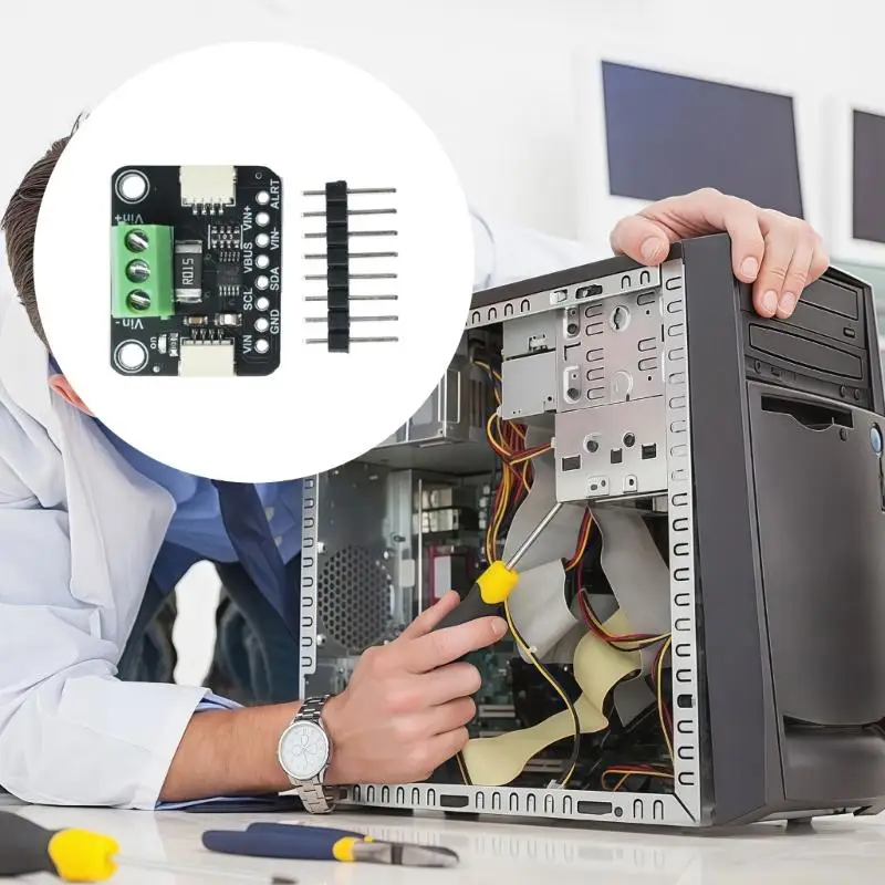 modulo-alimentacao-do-monitor-corrente-tensao-para-verificacoes-circuito-com-bloco-entrada-fio