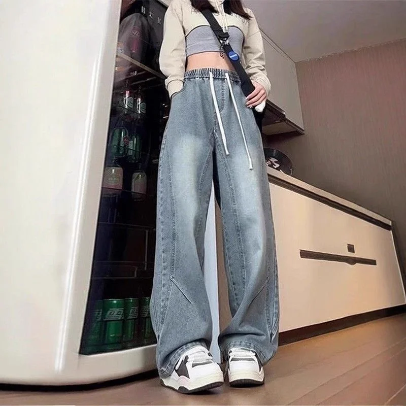 

Мужские джинсы свободного кроя с прямыми штанинами, повседневные рабочие брюки, модные американские брендовые брюки с широкими штанинами в стиле пэчворк, весна-осень