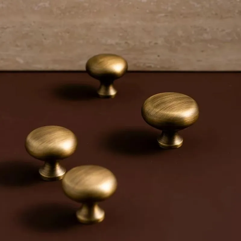 Light Luxury Brass Furniture Handles Retro Long Strip Cabinet Handles Round Door Drawer Knobs Kitchen Wardrobe Cupboard Pulls