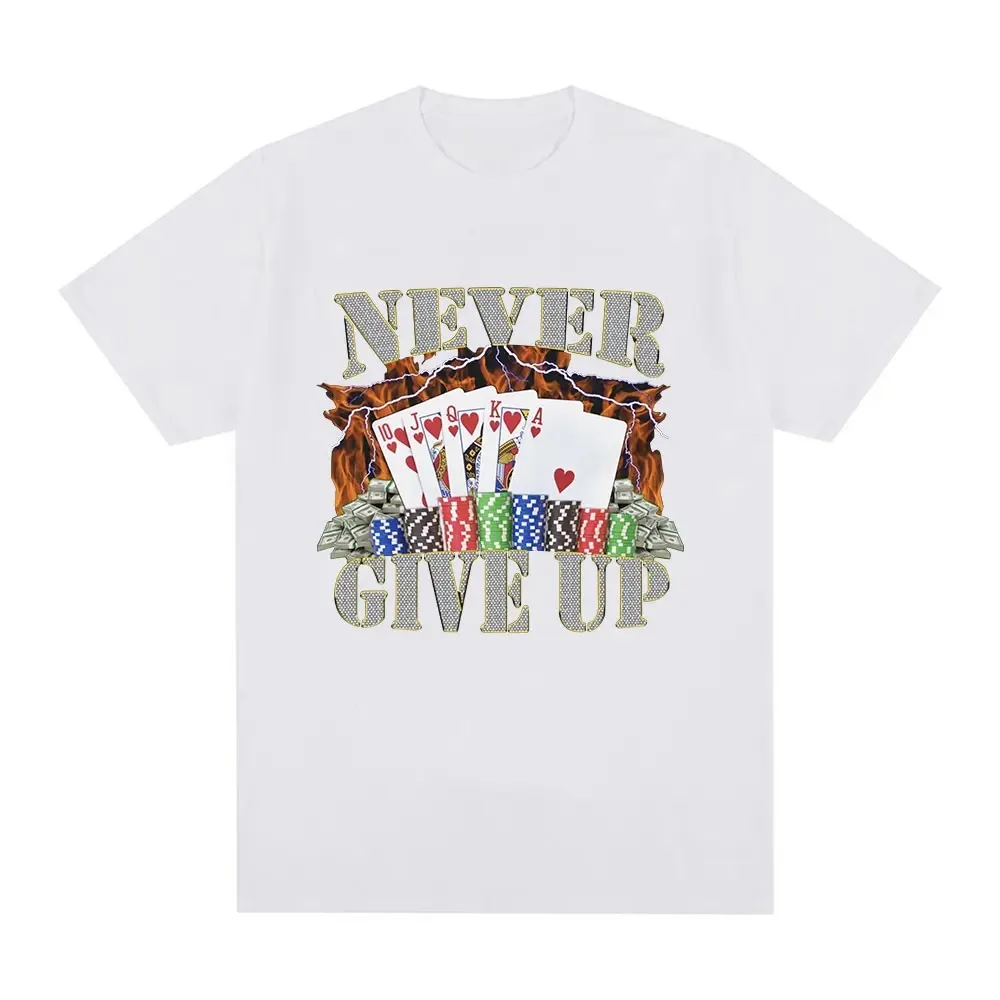 2024 Funny Never Give Up Meme Graphic T-shirt Men Clothes Fashion Hip Hop Vintage Short Sleeve T-shirts Cotton Tee Shirt