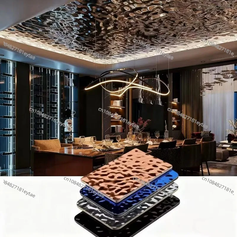 Luxury 3D Water Ripple Decorative Panel 7 8mm Bamboo Charcoal PVC Waterproof for Villa Living Room Hotel