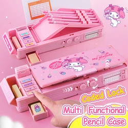 Sanrio Melody Multifunction Pencil Case Large Capacity Pencil Box Coded Lock Cute Students'Supply Children New Term Gift Genuine