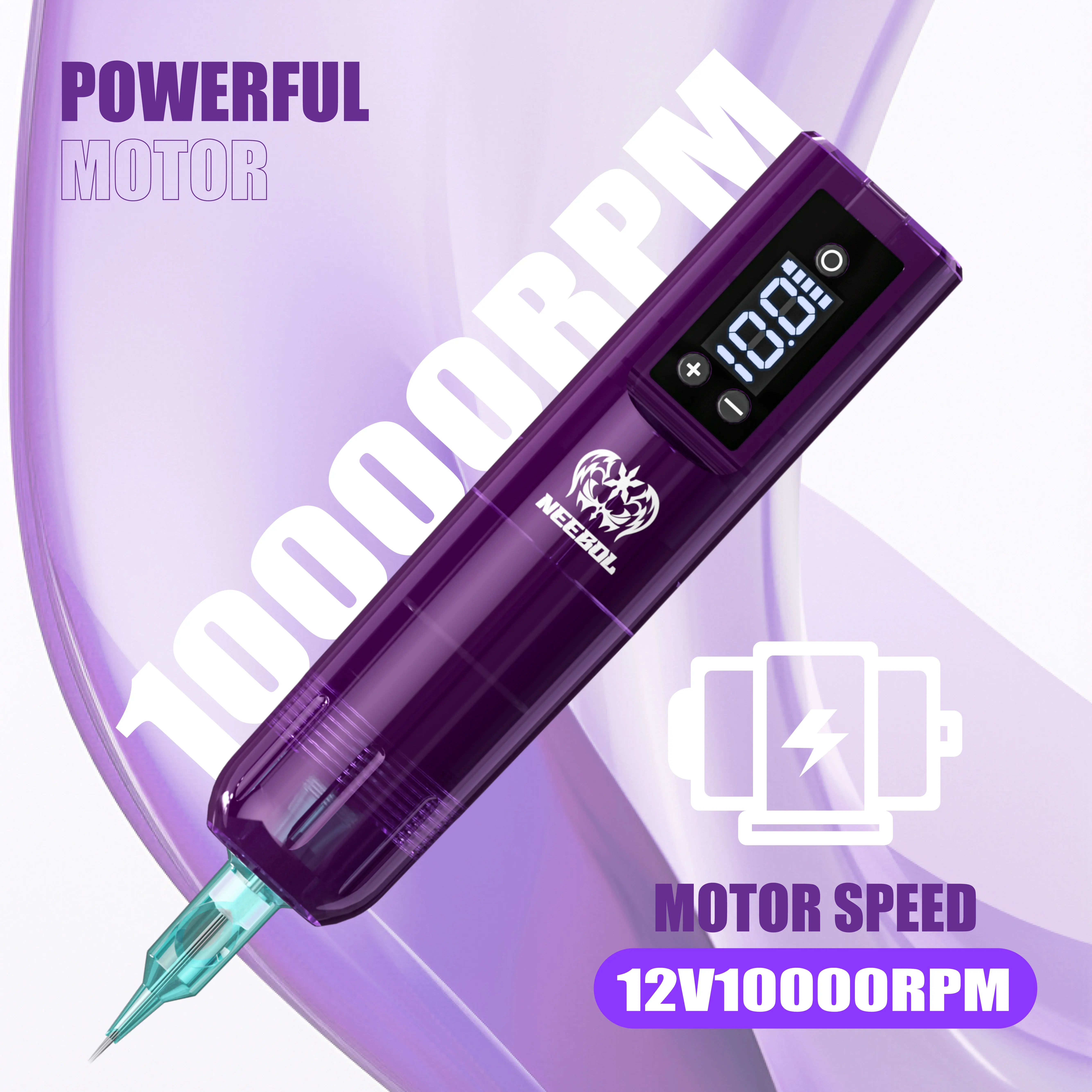 طقم وشم كامل قلم وشم Neebol مع مجموعة وشم قوية لاسلكية 1300 مللي أمبير في الساعة لمبتدئين الوشم هدية مكياج #5