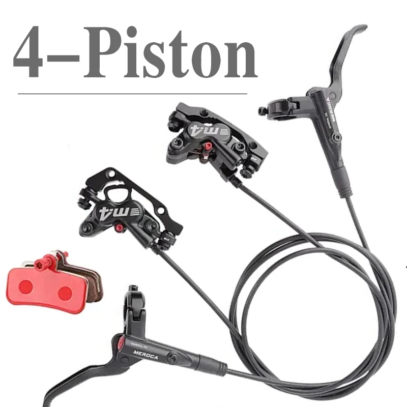 

MEROCA M4 4-Piston Mtb Hydraulic Brakes Bicycle Kit 4 Piston Hydraulic Brake Mountain Bike Left Right Rear Set