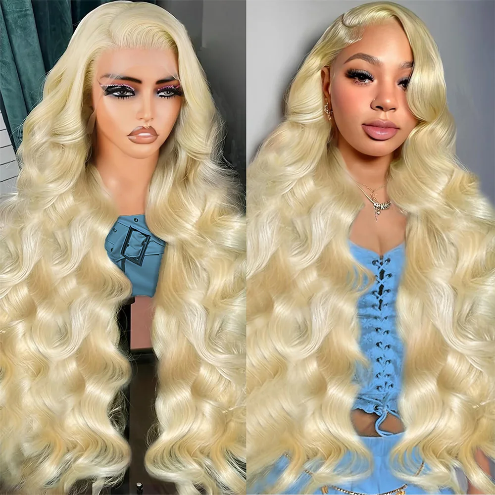 วิกผมแท้สีบลอนด์น้ำผึ้ง 613 ความหนาแน่น 200 ขนาด 36 นิ้ว 13x4 13x6HD แบบโปร่งใส ลอนบอดี้เวฟ พร้อมเชือกผูกด้านหน้า สำหรับผู้หญิง ผมแท้ 100%