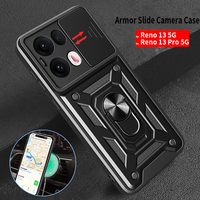 Armor Slide Lens Funda For Oppo Reno 13 13Pro 5G Case Car Magnetic Holder Ring Stand Protect Back Cover for OPPO Reno13 Pro Capa