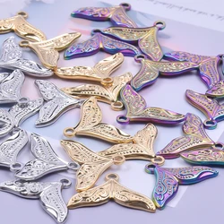6Pcs Stainless Steel Trendy Sea Whale Mermaid Tail Charms For Diy Pendant Earrings Jewelry Making Accessories Wholesale