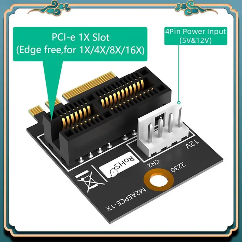 (New)-M.2 NGFF Key A/A+E/E To PCI-E 1X Adapter PCI Express 1X Converter Card With Power Cable Durable Easy Install Easy To Use