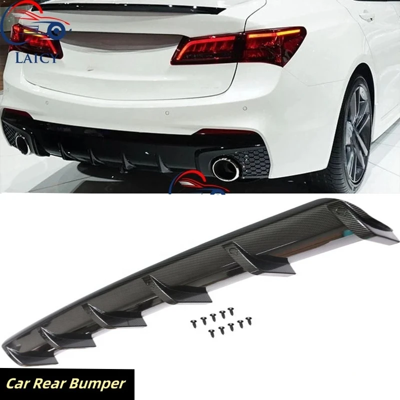 LAICY For A-cura TLX 2015-2025 Car Rear Bumper Side Diffuser Lip Spoiler Splitter Spoiler Shark 6 Fins Wing Body Kit Black