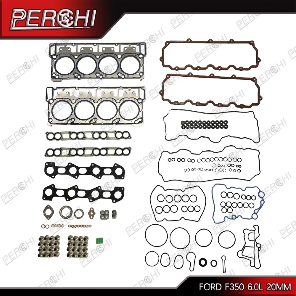 Fits 03-10 for Ford F-350 E-450 EXCURSION Super Duty 6.0L Power Stroke Diesel Turbo MLS Head Gasket Set W/Head Studs 18mm Dowels