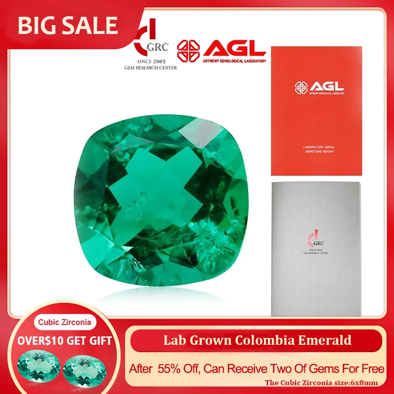 

YinZheng Hydrothermal Colombian Emerald Square Cushion Shape Emerald With Selectable Certificate Lab Grown Colombian Emerald