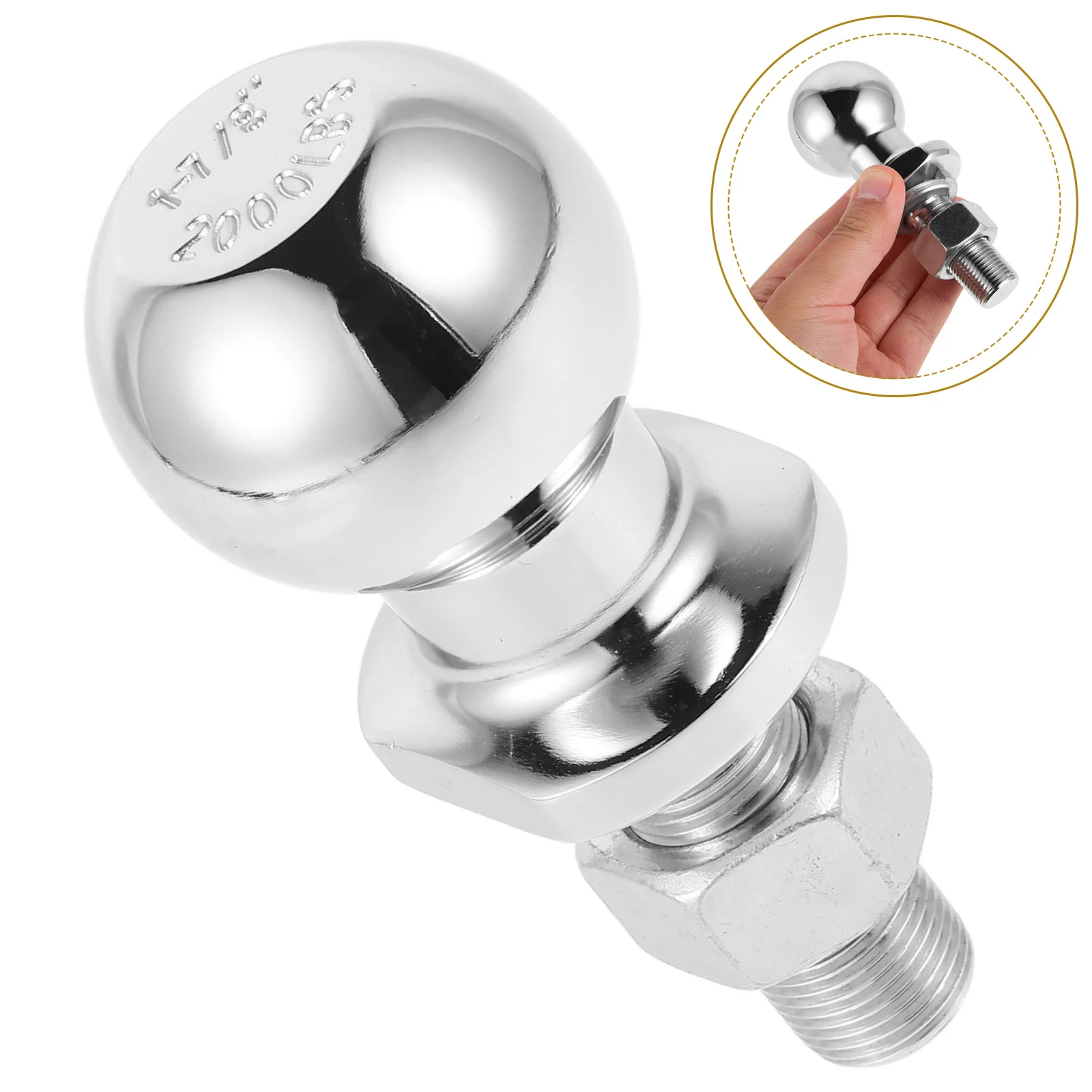

Heavy Duty Chrome-Plated Steel Trailer Ball Head Replacement Tow Hitch Ball For Atv Lawn Mower Yacht Durable Towing Connection