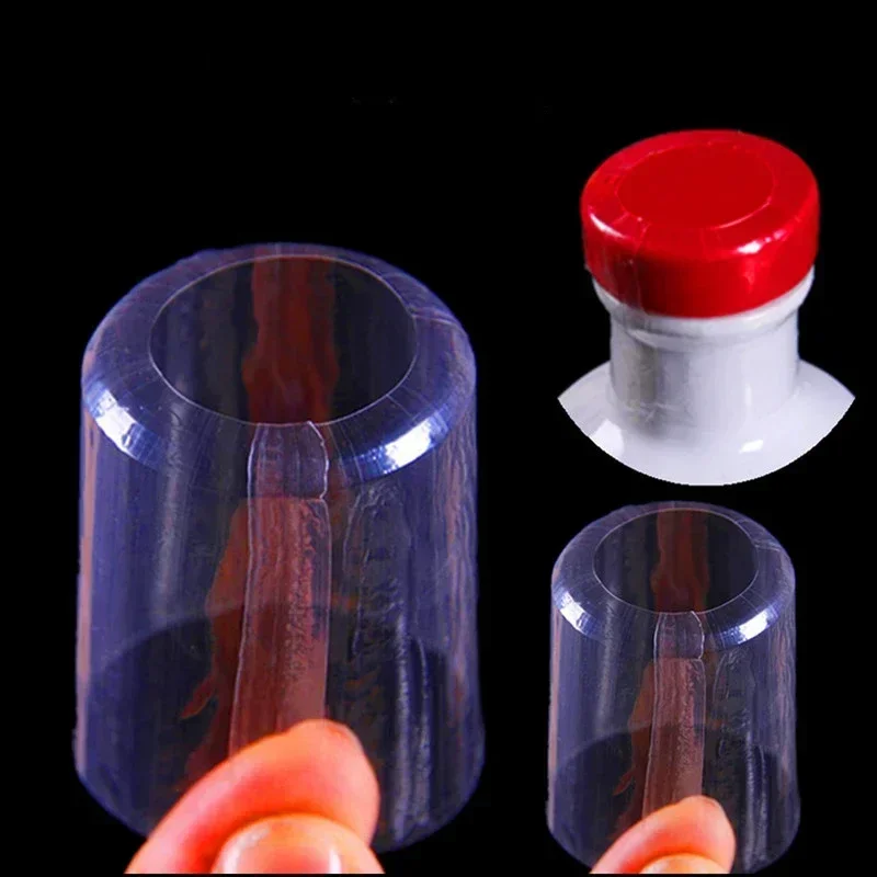 200Pcs Bottle Mouth Thick Heat Shrink Film  Wine Bottle Cap Dustproof Hot Seal Sleeve Bottle Cap Moisture-proof Sealing Bag