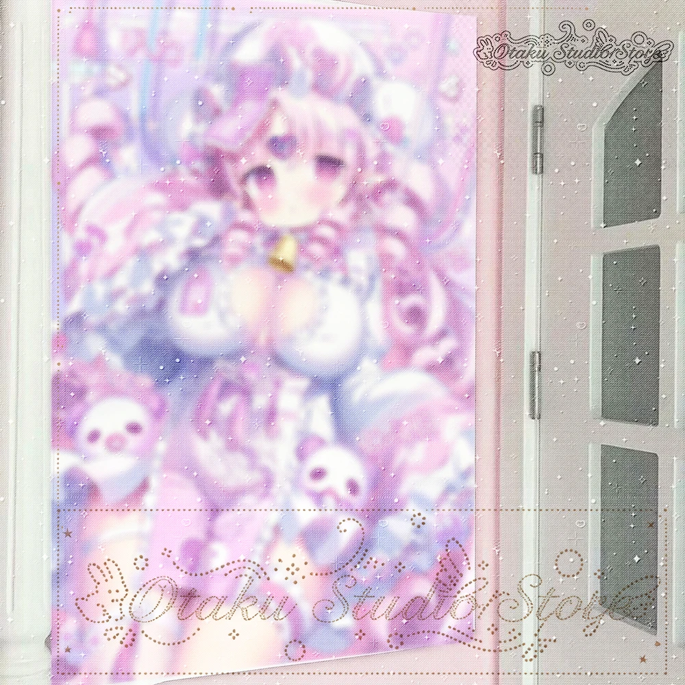 メイド Maid Cheongsam Anime Tapestry パステルピンク Pastel Pink Curly Hair Panda Plush Bell Frill Pixel Heart Cute Room Wall Decor Poster