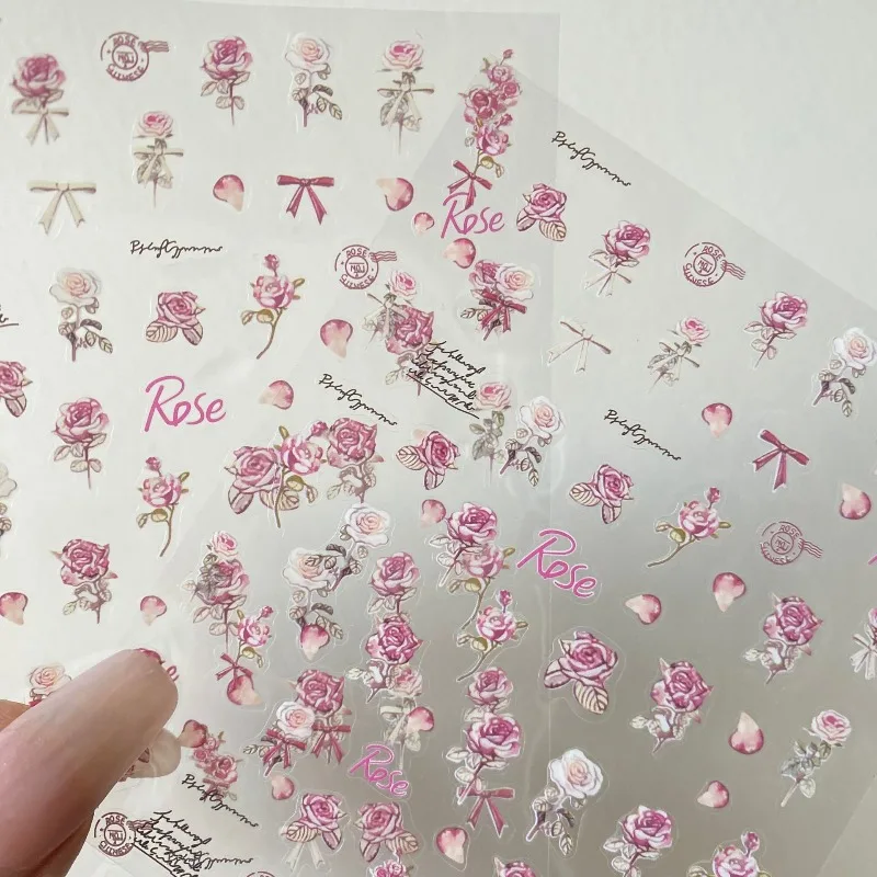 5pcs Vintage Rose Simple Art Stickers DIY Nail Decals for Adults Students Cup Notebook Decoration