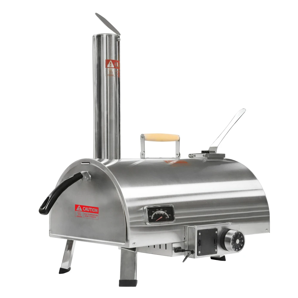 

Pizza Oven Outdoor 12" Automatic Rotatable Pizza Ovens Portable Stainless Steel Wood Fired Pizza Oven Pizza Maker with Built-in