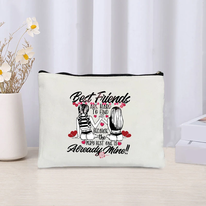 Best Friend Are Hard To Find Cosmetic Case Friendship Quote Makeup Bag Great Gift for BFF Bestie Toiletry Pouch Friends Birthday