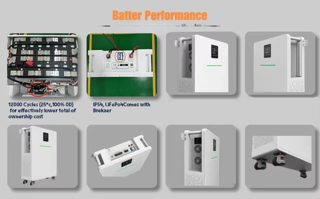 51.2V 314Ah LiFePO4 Rechargeable Lithium Battery Power System 6kW Output 120A Wall-Mounted Solar Charge Controller for Home